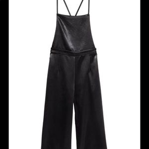 H&M black satin jumpsuit